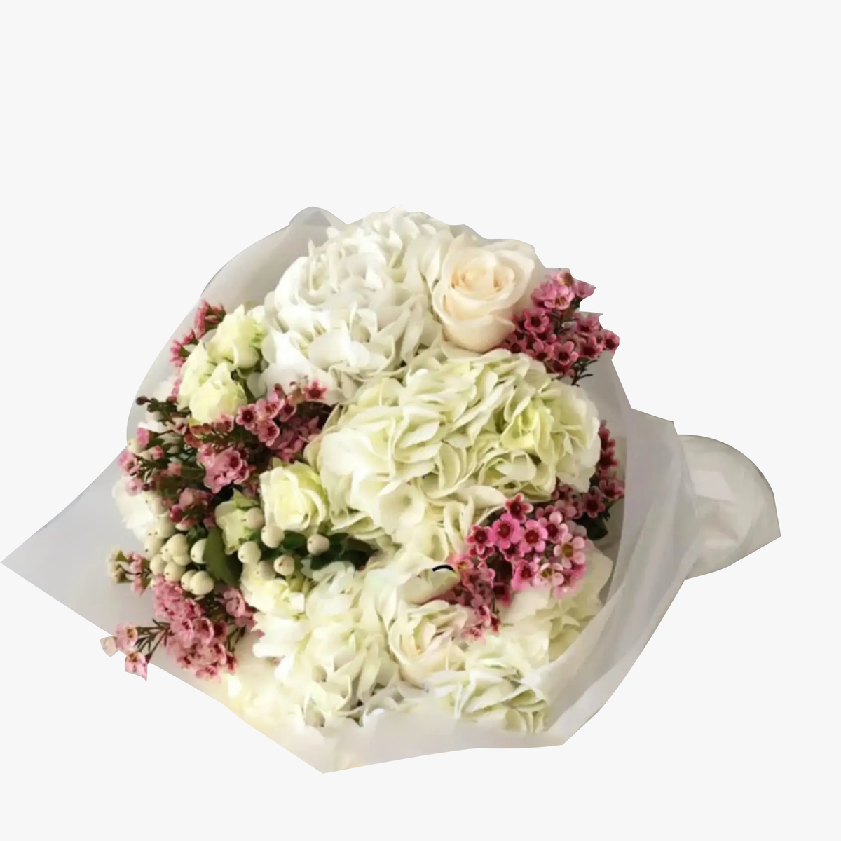 Hydrangea Roses Wrapped Bouquet